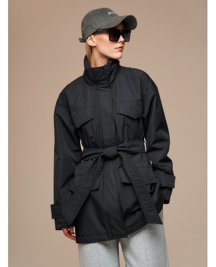 Плащ утепленный черный