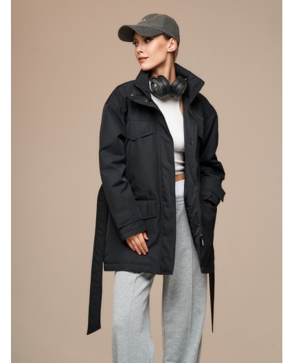 Плащ утепленный черный