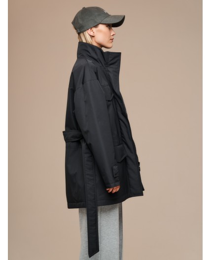 Плащ утепленный черный