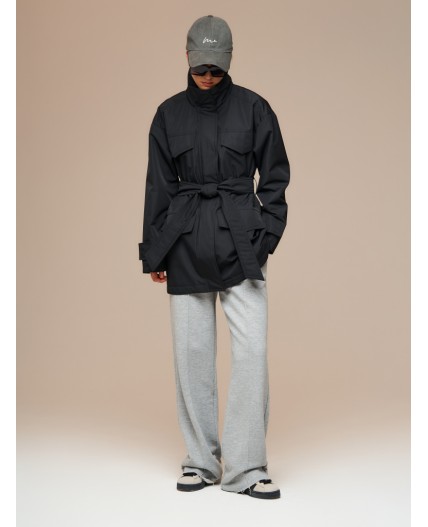 Плащ утепленный черный