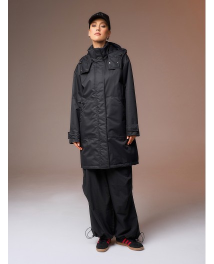 Плащ женский утепленный черный