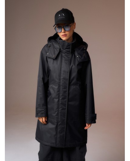 Плащ женский утепленный черный