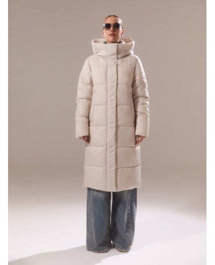 Пуховик женский светло-бежевый