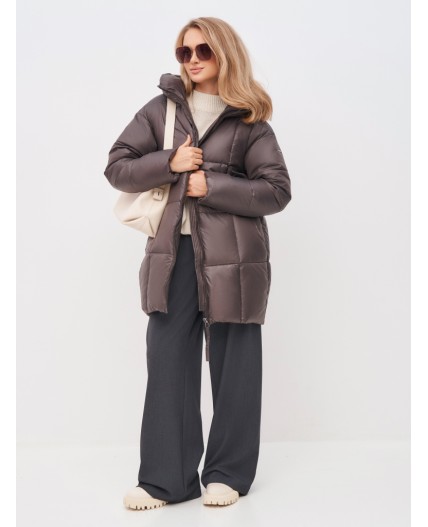 Пуховик женский коричневый