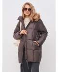 Пуховик женский коричневый