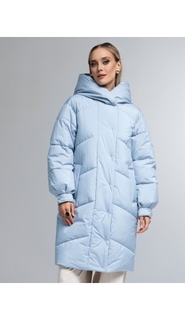 Пуховик женский серо-голубой
