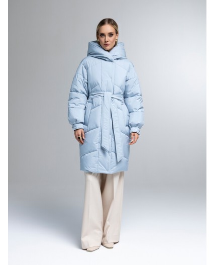 Пуховик женский серо-голубой