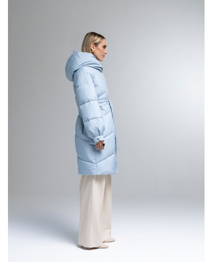 Пуховик женский серо-голубой