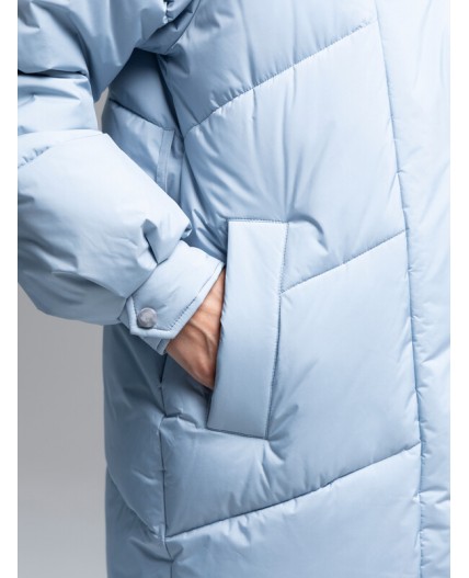 Пуховик женский серо-голубой
