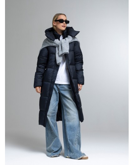 Пуховик женский темно-синий