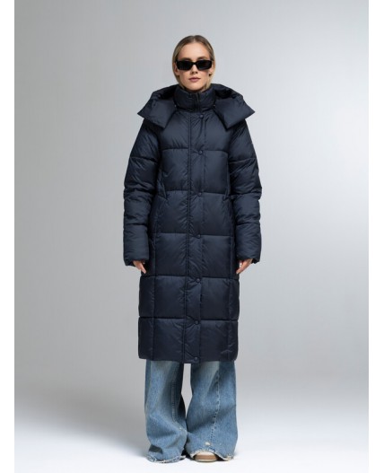Пуховик женский темно-синий