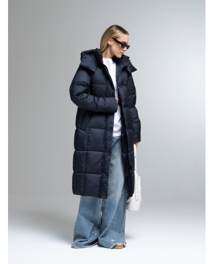 Пуховик женский темно-синий