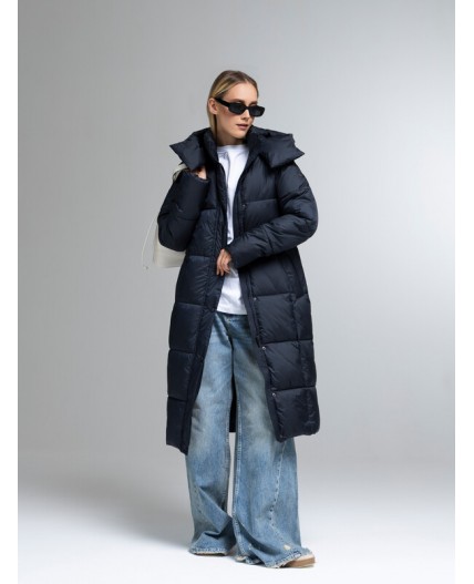 Пуховик женский темно-синий
