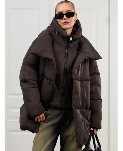 Пуховик женский коричневый