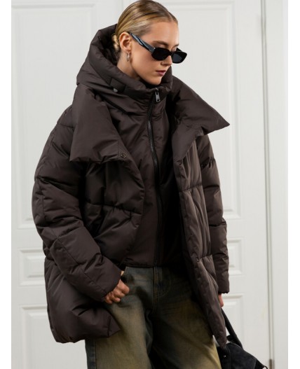 Пуховик женский коричневый