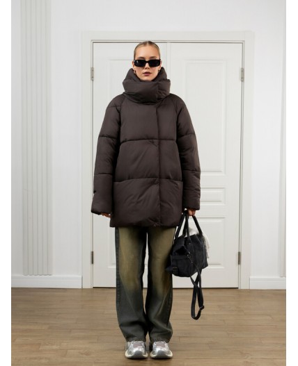 Пуховик женский коричневый