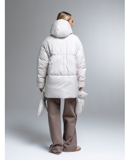 Пуховик женский светло-бежевый