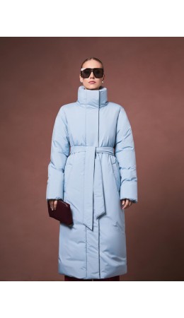 Пуховик женский серо-голубой