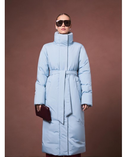 Пуховик женский серо-голубой