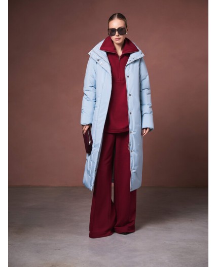 Пуховик женский серо-голубой