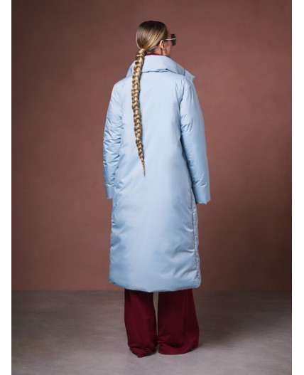 Пуховик женский серо-голубой