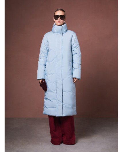 Пуховик женский серо-голубой