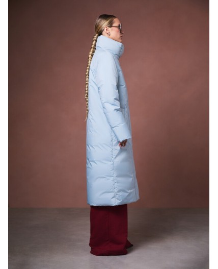 Пуховик женский серо-голубой