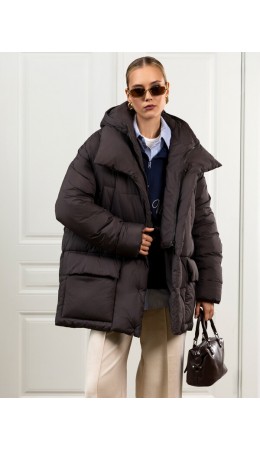 Пуховик женский коричневый