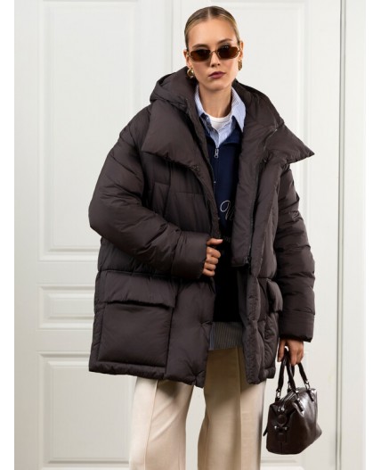 Пуховик женский коричневый