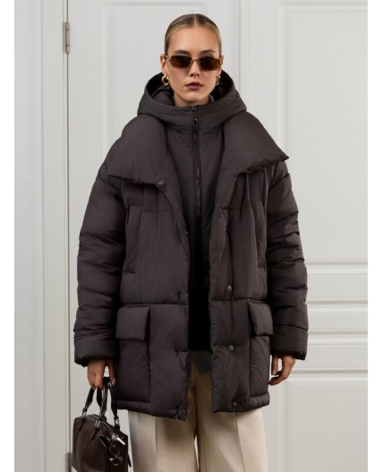 Пуховик женский коричневый