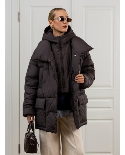 Пуховик женский коричневый