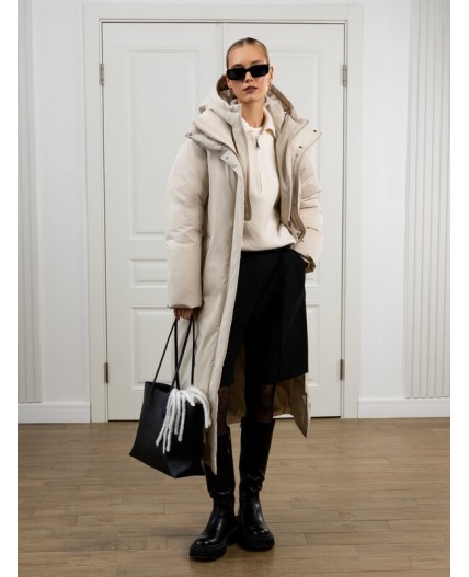 Пуховик женский светло-бежевый