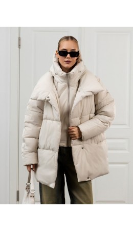Пуховик женский светло-бежевый