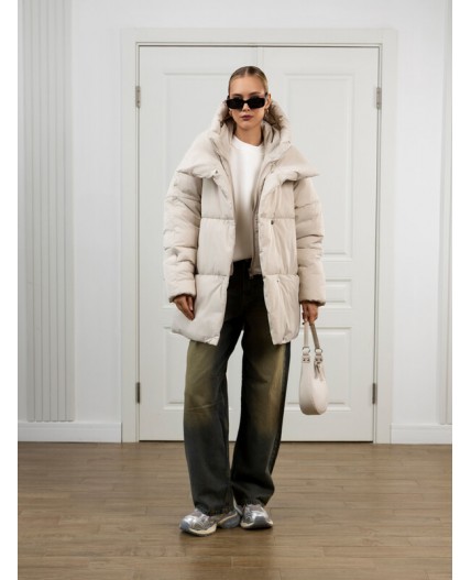 Пуховик женский светло-бежевый