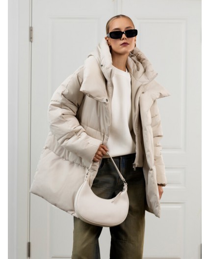 Пуховик женский светло-бежевый