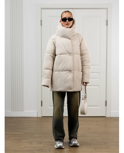 Пуховик женский светло-бежевый