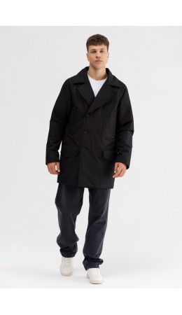 Плащ утепленый мужской черный