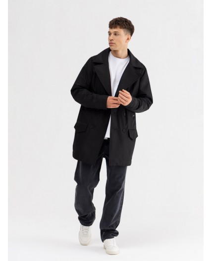 Плащ утепленый мужской черный