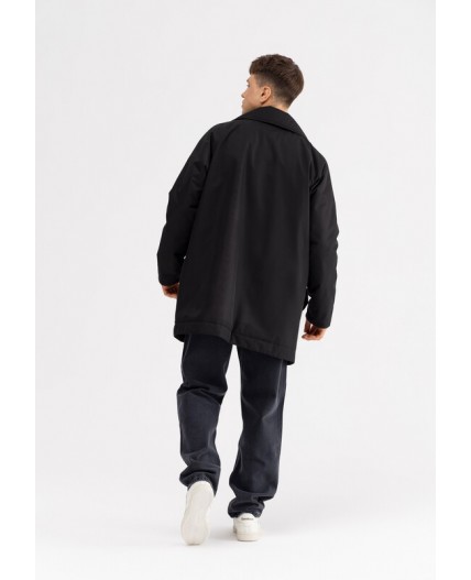 Плащ утепленый мужской черный
