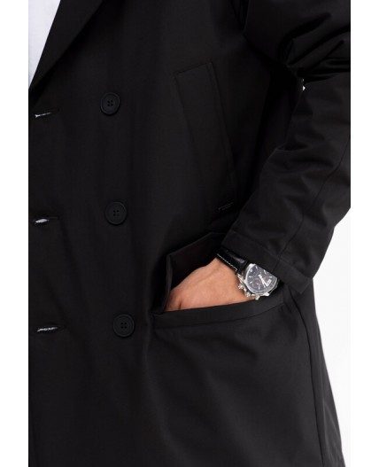 Плащ утепленый мужской черный