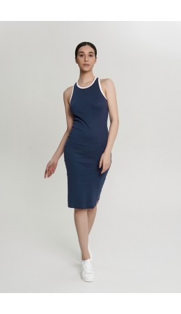 Платье:жен. МОДЕЛЬ 9 Синий/экрю