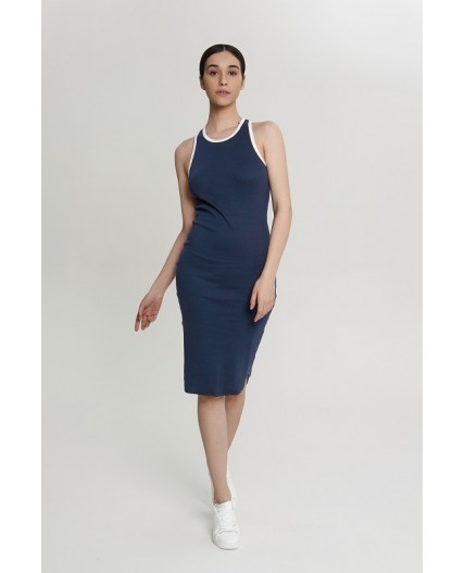 Платье:жен. МОДЕЛЬ 9 Синий/экрю