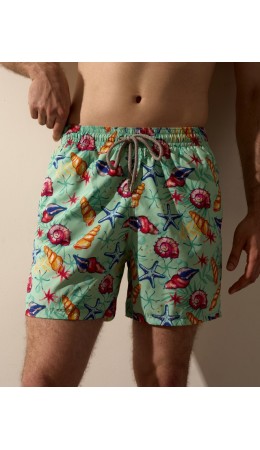 Пляжные шорты:муж. МОДЕЛЬ 1 Ракушки мята