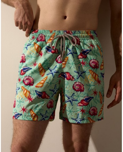 Пляжные шорты:муж. МОДЕЛЬ 1 Ракушки мята