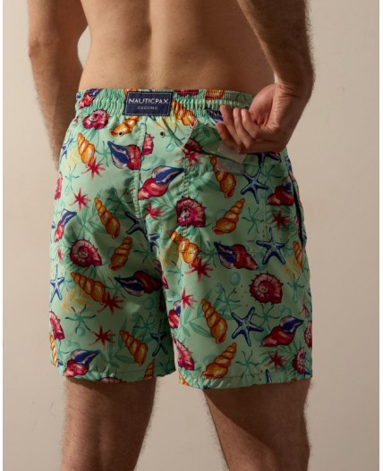 Пляжные шорты:муж. МОДЕЛЬ 1 Ракушки мята