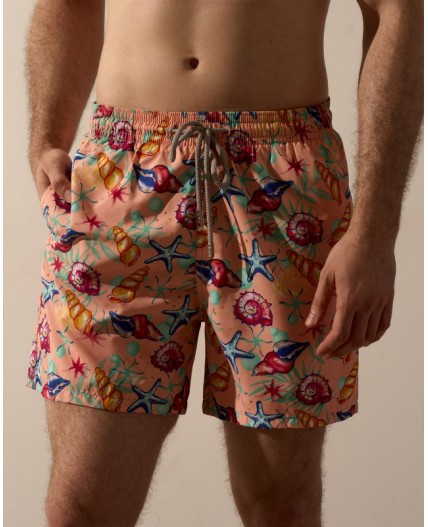 Пляжные шорты:муж. МОДЕЛЬ 1 Ракушки оранж