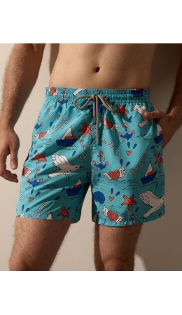 Пляжные шорты:муж. МОДЕЛЬ 1 Круиз бирюза