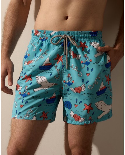 Пляжные шорты:муж. МОДЕЛЬ 1 Круиз бирюза