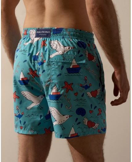 Пляжные шорты:муж. МОДЕЛЬ 1 Круиз бирюза