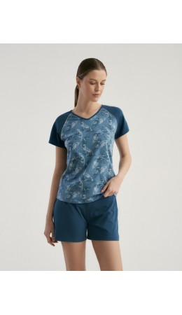 Комплект футболка/шорты:жен. МОДЕЛЬ 3 Pen/petrol